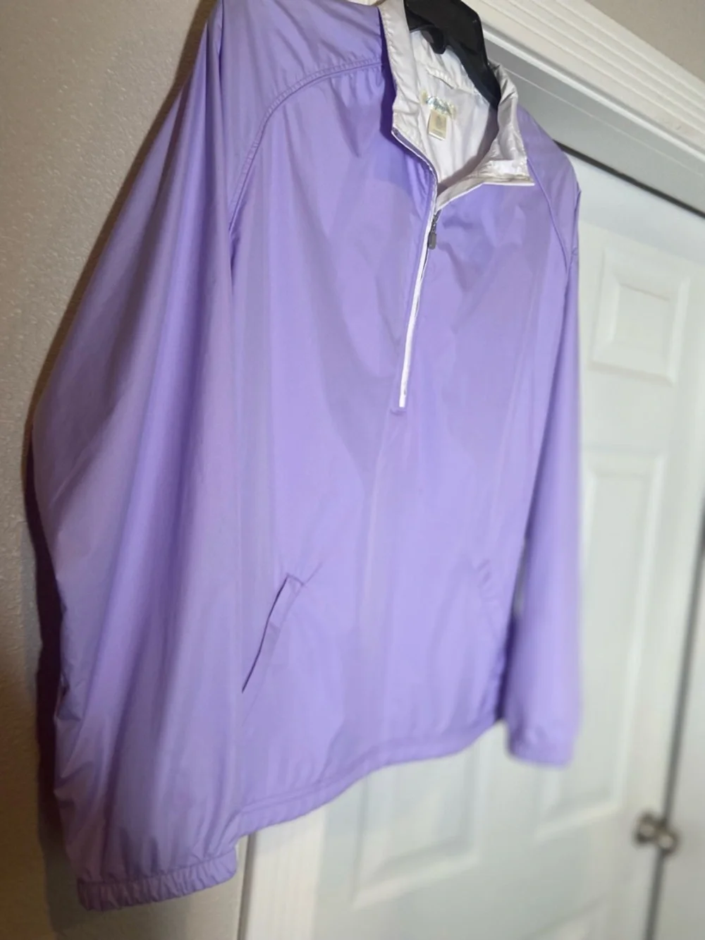 Lady  Hagan~Soft~Lavender~Windbreak~Pullover~Half Zip~Mesh Lined~Pockets~Size XL